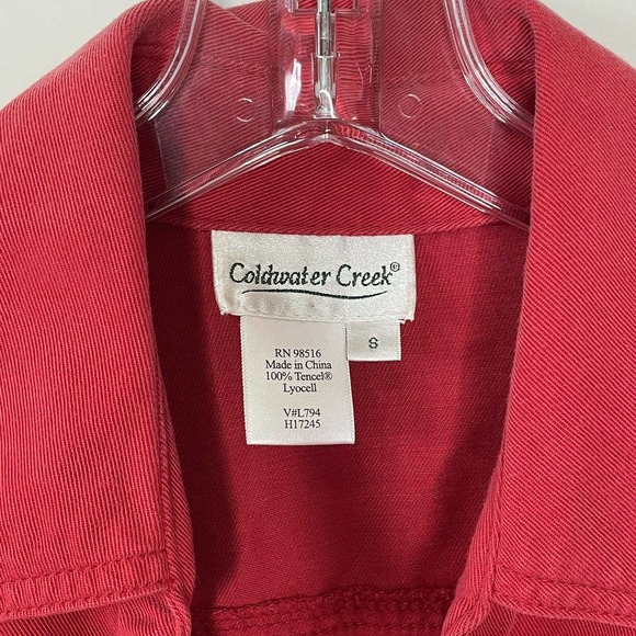 Coldwater Creek Red Button Front 100% Tencel Jacket Sz Small H17245 Biker Short - Picture 3 of 4